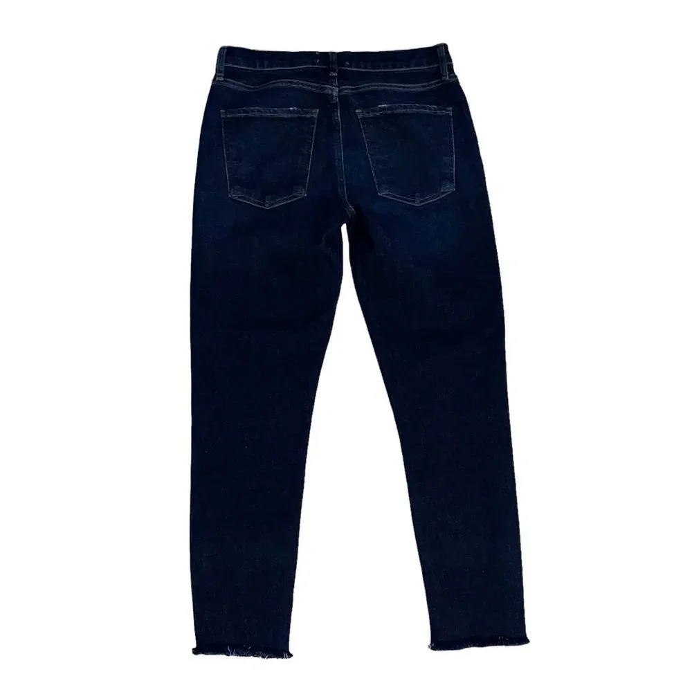 AGOLDE Sophie Dark Blue Wash Denim High Rise Raw Hem Crop Skinny Jeans Size 26 - Picture 5 of 11